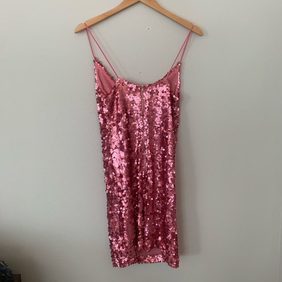 pink sequined dress with thin straps ; never worn - Picture 5 of 7